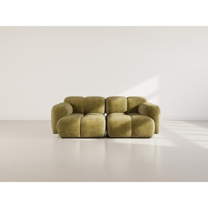 Grace - canapé modulable 2 places en velours texturé - Vert Olive