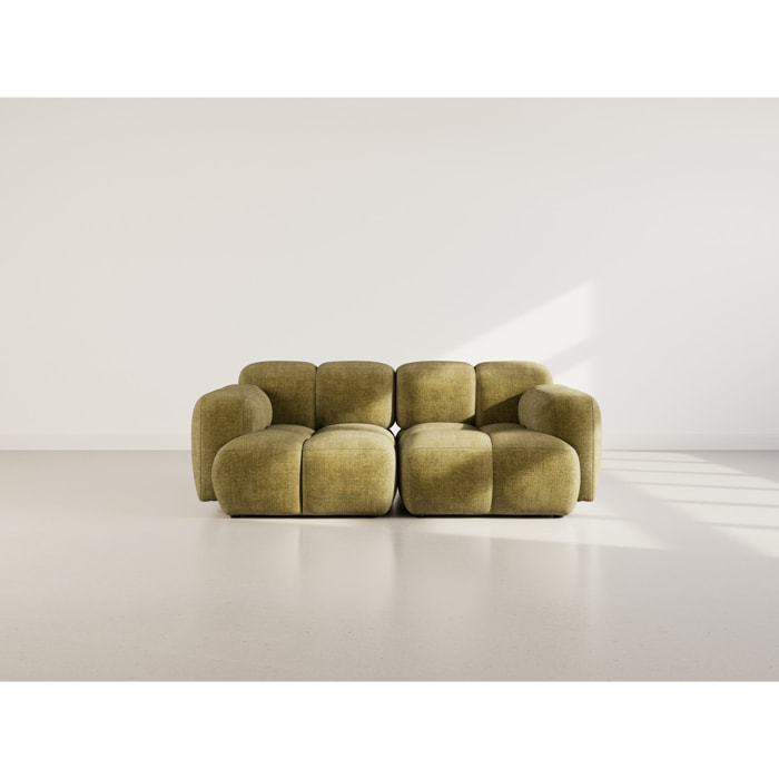 Grace - canapé modulable 2 places en velours texturé - Vert Olive