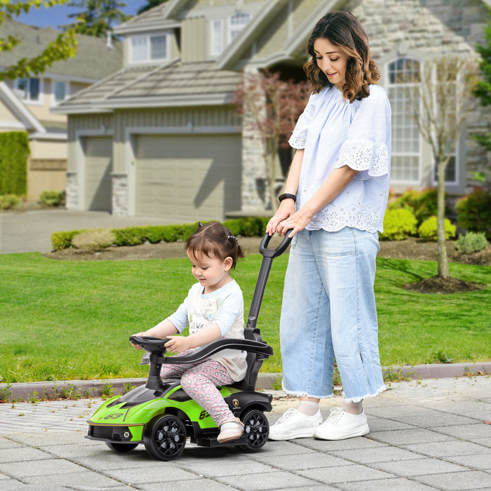 2 en 1 Coche Correpasillos para Niños 12-36 Meses Andador Empujador con Manija de Empuje Bocina 86,5x40x89,5 cm Verde y Negro