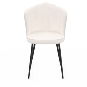 Chaises Arielle en bouclette crème et pieds noirs - lot de 2