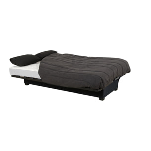 Canapé convertible Noe, matelas Simmons, 130 x 190 cm, 2 coussins offerts, charbon