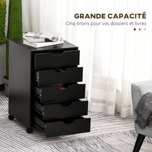 Caisson bureau 5 tiroirs mobile dim. 40x40x67cm noir