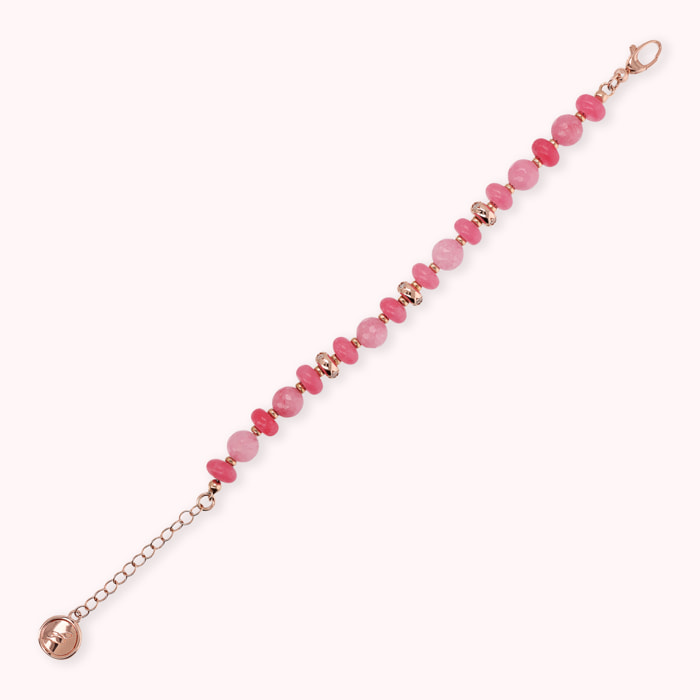 Bracciale con Rondelle Étoile e Pietre Naturali di Quarzite Rosa