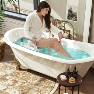 Chaise de douche tabouret de douche antidérapant - hauteur réglable, accoudoirs - alu HDPE bleu