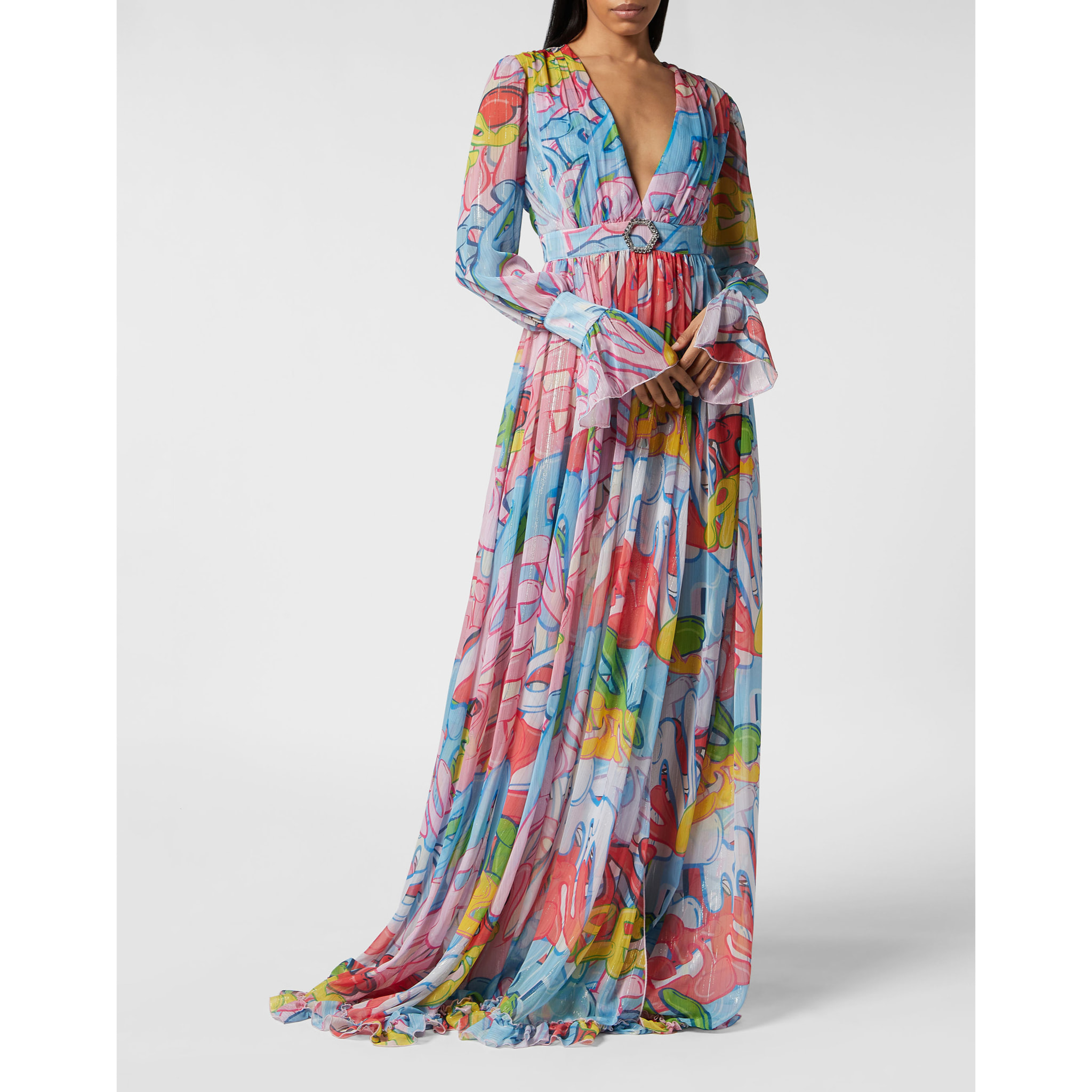 PHILIPP PLEIN Long Dress BOMBING GRAFFITI