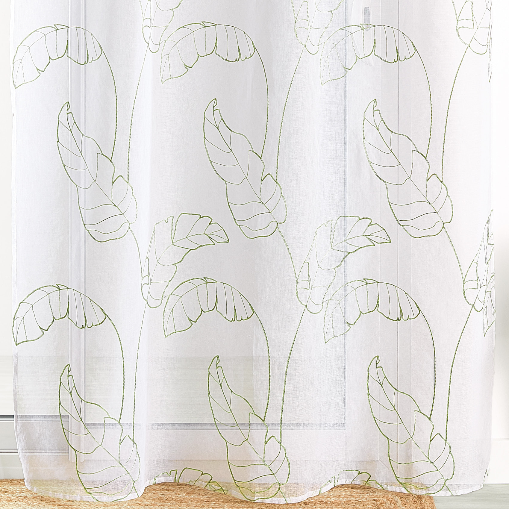 Voilage motif feuilles à pattes cachées - Vert