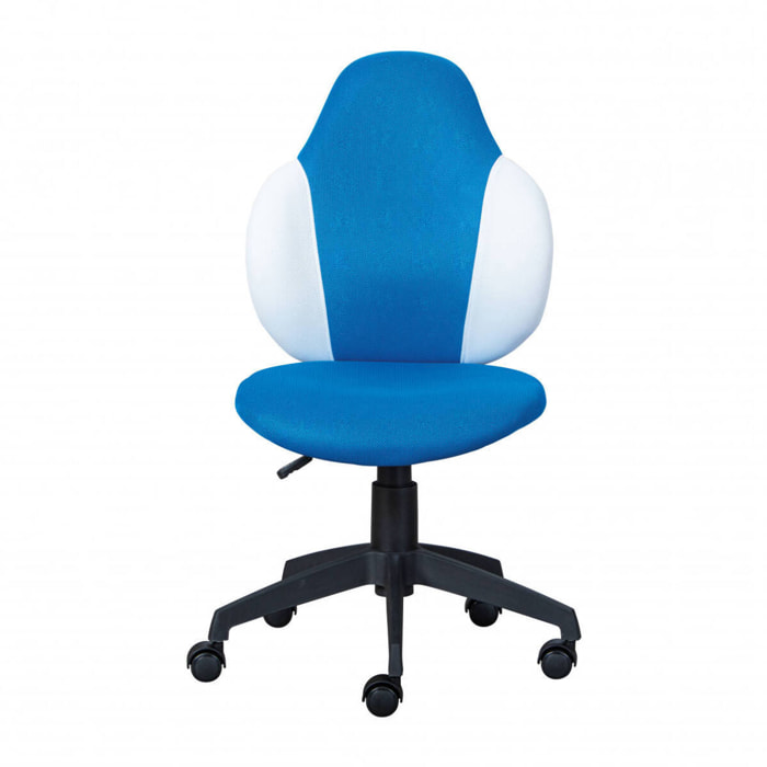 Sedia da ufficio regolabile in altezza con seduta in morbido tessuto blu e bianco, 56 x 58 x 92, Azzurro