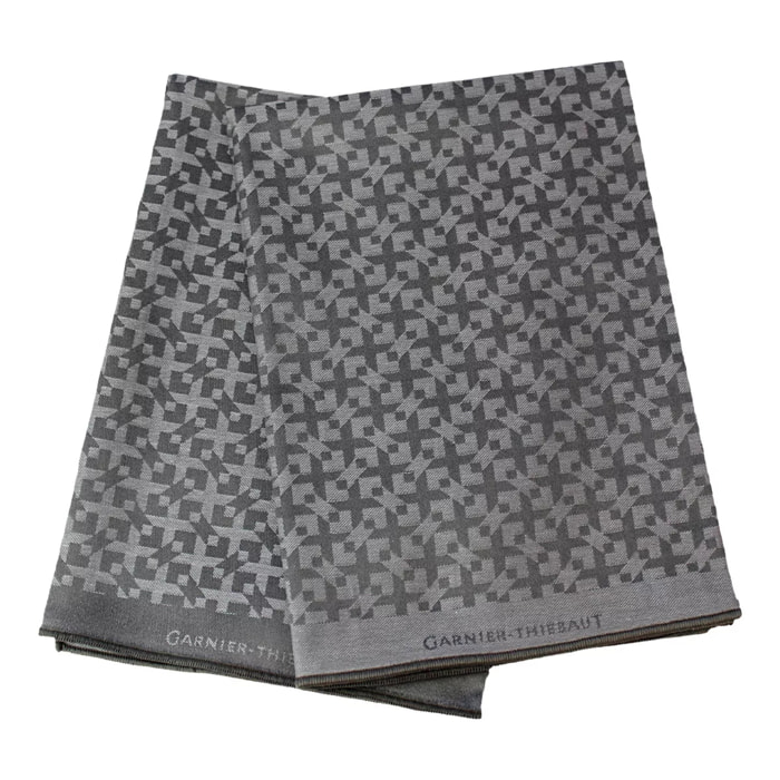 Lot de 2 mouchoirs pur coton motif jacquard beige Arrow blanc douceur