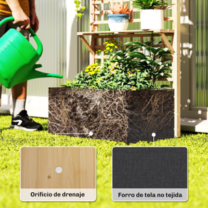 Jardinera con Enrejado y Techo de Madera, Jardinera Exterior Grande para Plantas Trepadoras, con 2 Estantes, Drenaje y Forro, Macetero Elevado para Patio, Terraza, 76x43,5x177 cm, Natural