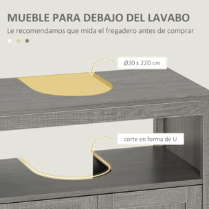 Mueble para Debajo del Lavabo con 2 Puertas y Estante Abierto 60x30x60 cm Gris