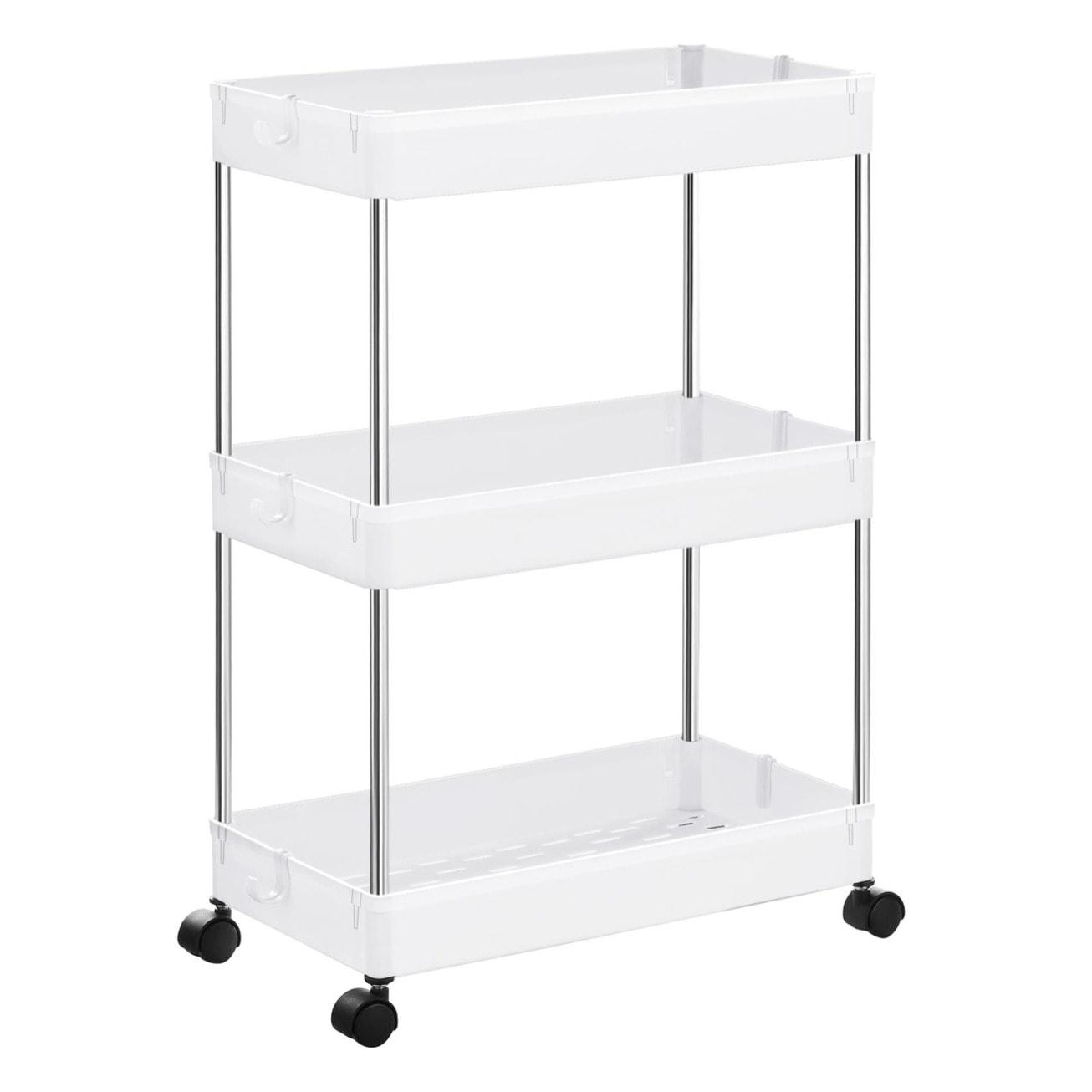 Carrello salvaspazio a 3 ripiani con ruote bianco