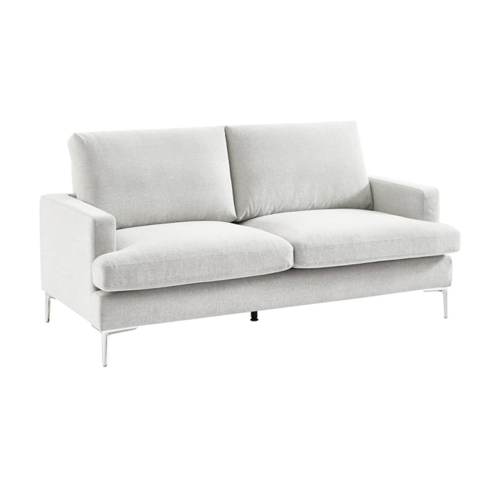 Canapé 3 places en tissu blanc cassé L 173 x P 90 x H 89cm - Hans