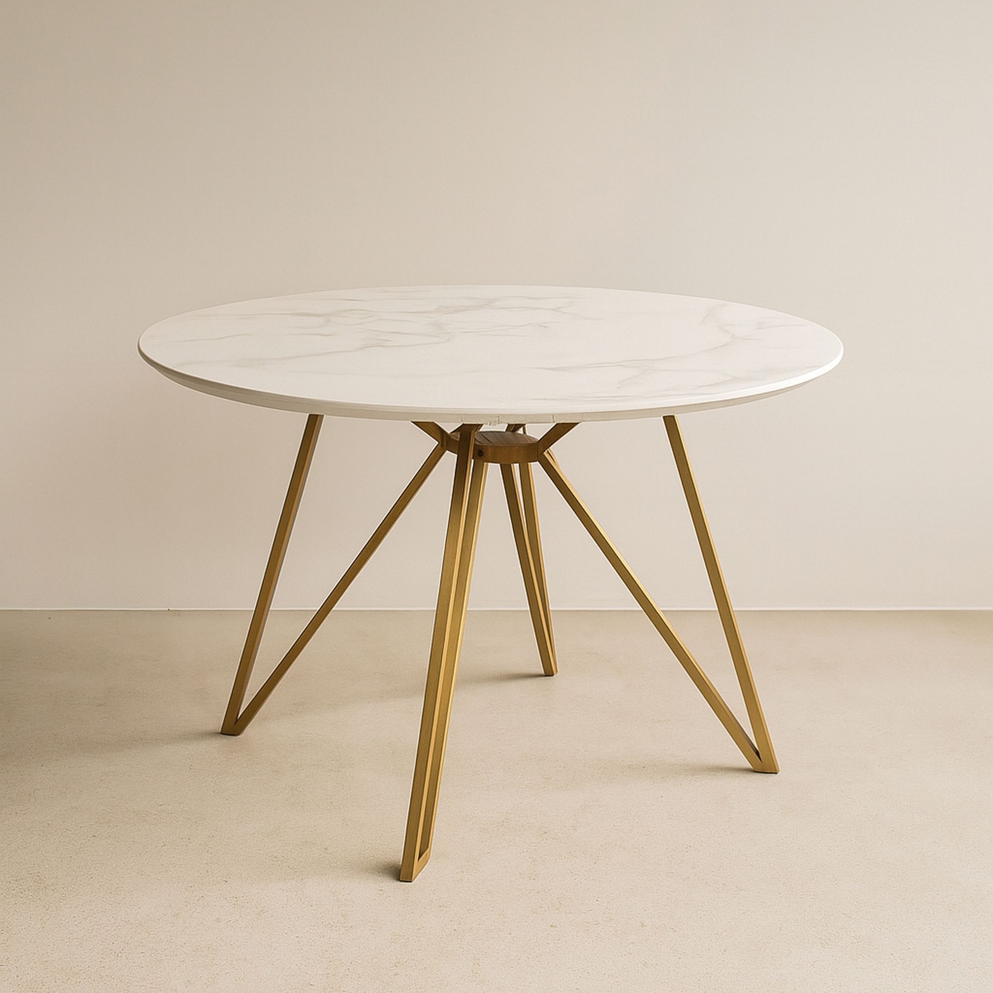Table effet marbre et pieds en métal doré 100cm HOXTON