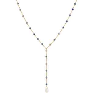 Collana Y Cianita Stones Acciao Placcato Oro