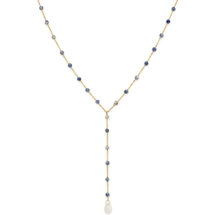 Collana Y Cianita Stones Acciao Placcato Oro