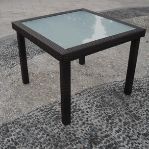 Mesa fija cuadrada de jardín INDALO - marrón chocolate - 90x90x76 cm