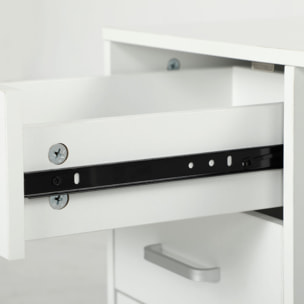 Meuble imprimante mobile - caisson de bureau - tiroir verrouillable + 2 tiroirs, 2 niches - blanc