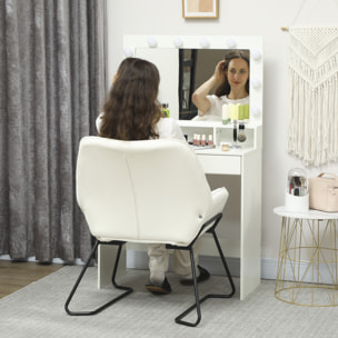 Butaca de Salón Moderna Sillón Lectura con Asiento Ancho y Acolchado Tapizado en Terciopelo Patas de Metal Sillón para Salón Sala de Estar Dormitorio Crema