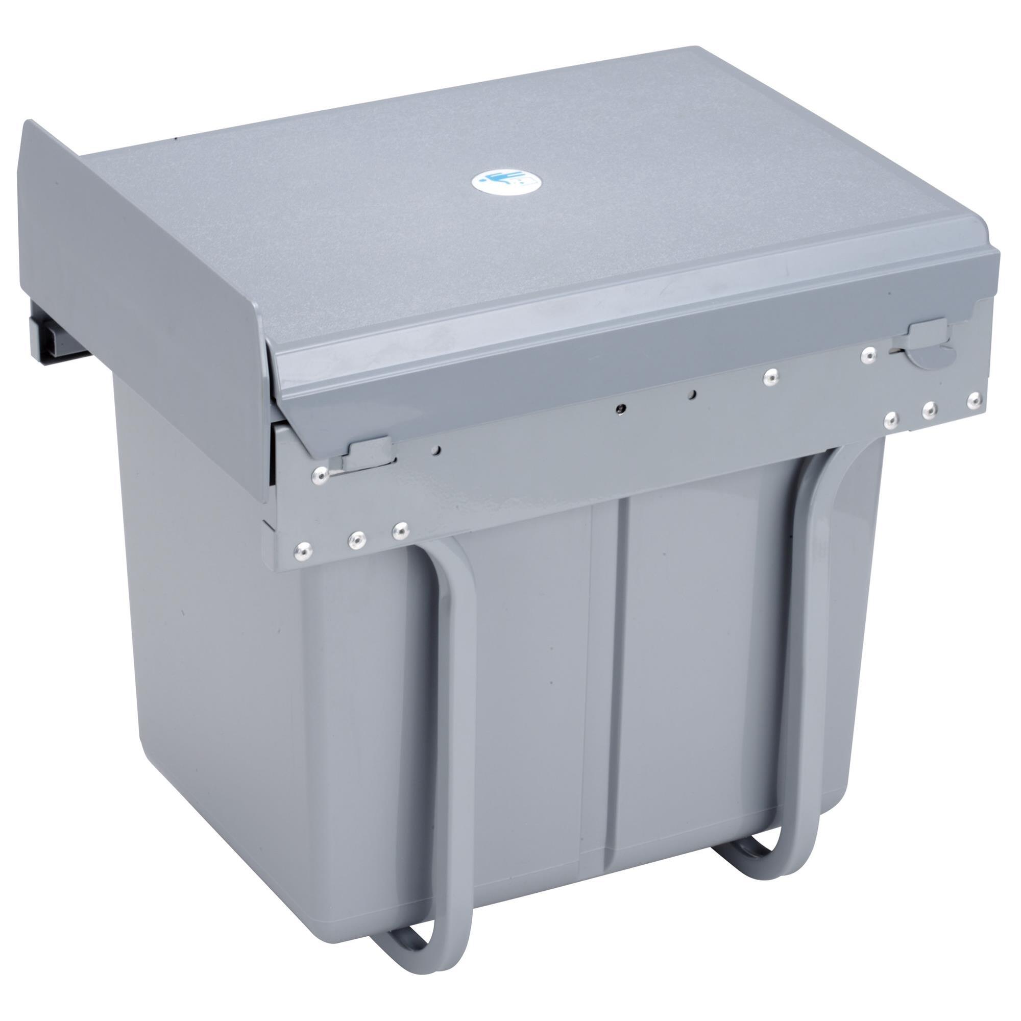 Contenedor de reciclaje para mueble de cocina, cubos de basura bajo fregadero, fijación inferior y extracción manual, cubo extraíble, con tapa