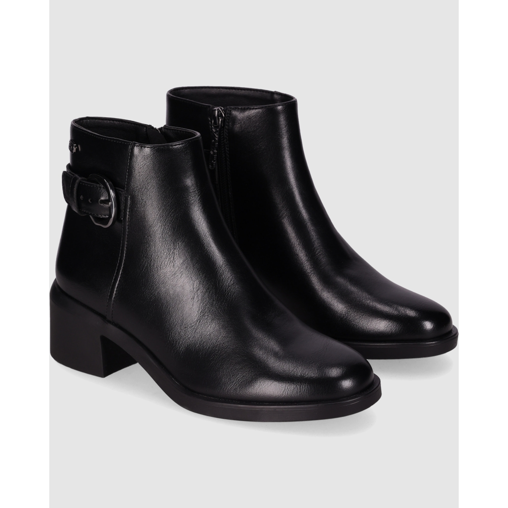Botines de Piel Sintética - Negro - Tacón: 5 cm