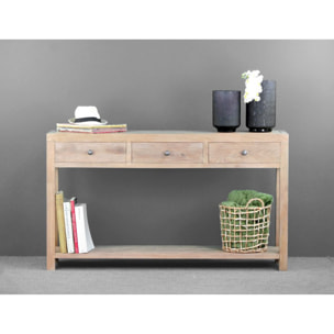 Consolle in legno di mango con 3 cassetti
