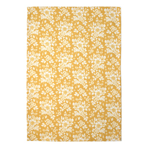 Torchon de cuisine en coton à motif floral imprimé - Jaune moutarde