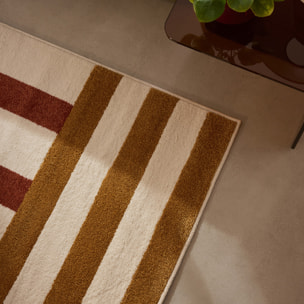 SANTAL - Tapis de salon ocre à motif géométrique