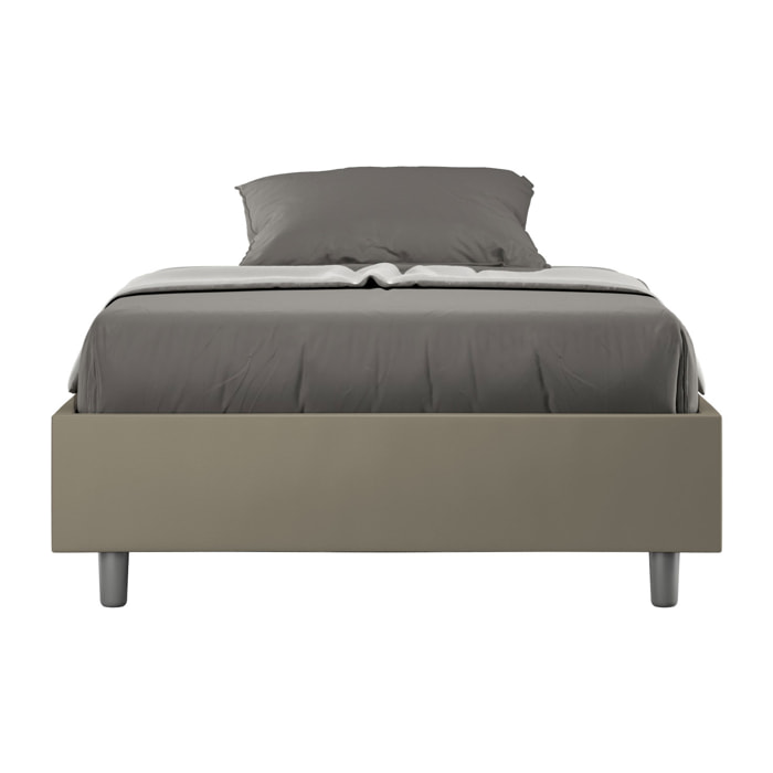 Letto una piazza e mezza contenitore imbottito 120x210 similpelle cappuccino Azelia