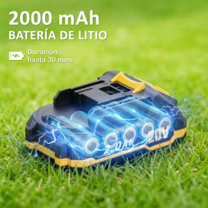 Tijeras Cortasetos Eléctrico, Cortasetos Batería 18V con Batería de 2000mAh, Hoja de Doble Acción de 51 cm, Motor sin Escobillas y Cargador para Setos, Césped, Naranja