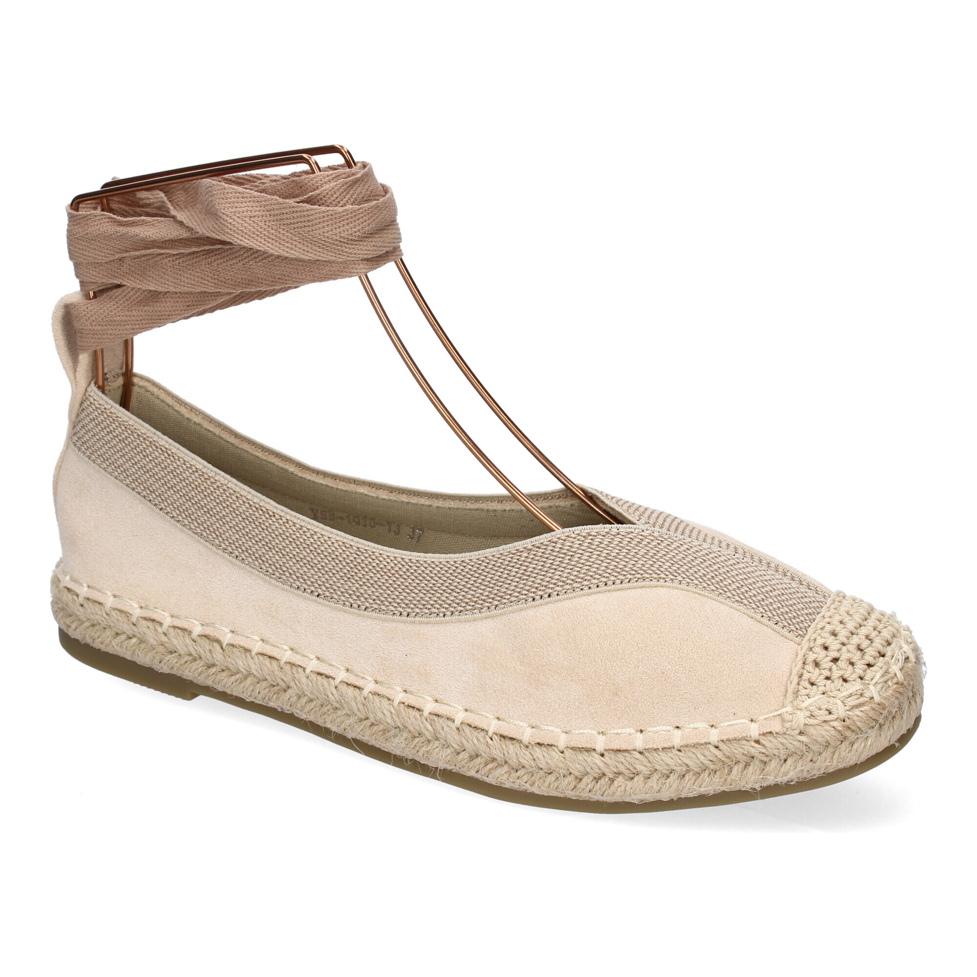 Bailarina de Mujer con Yute, Diseño Moderno con Puntera Bordada y Cintas