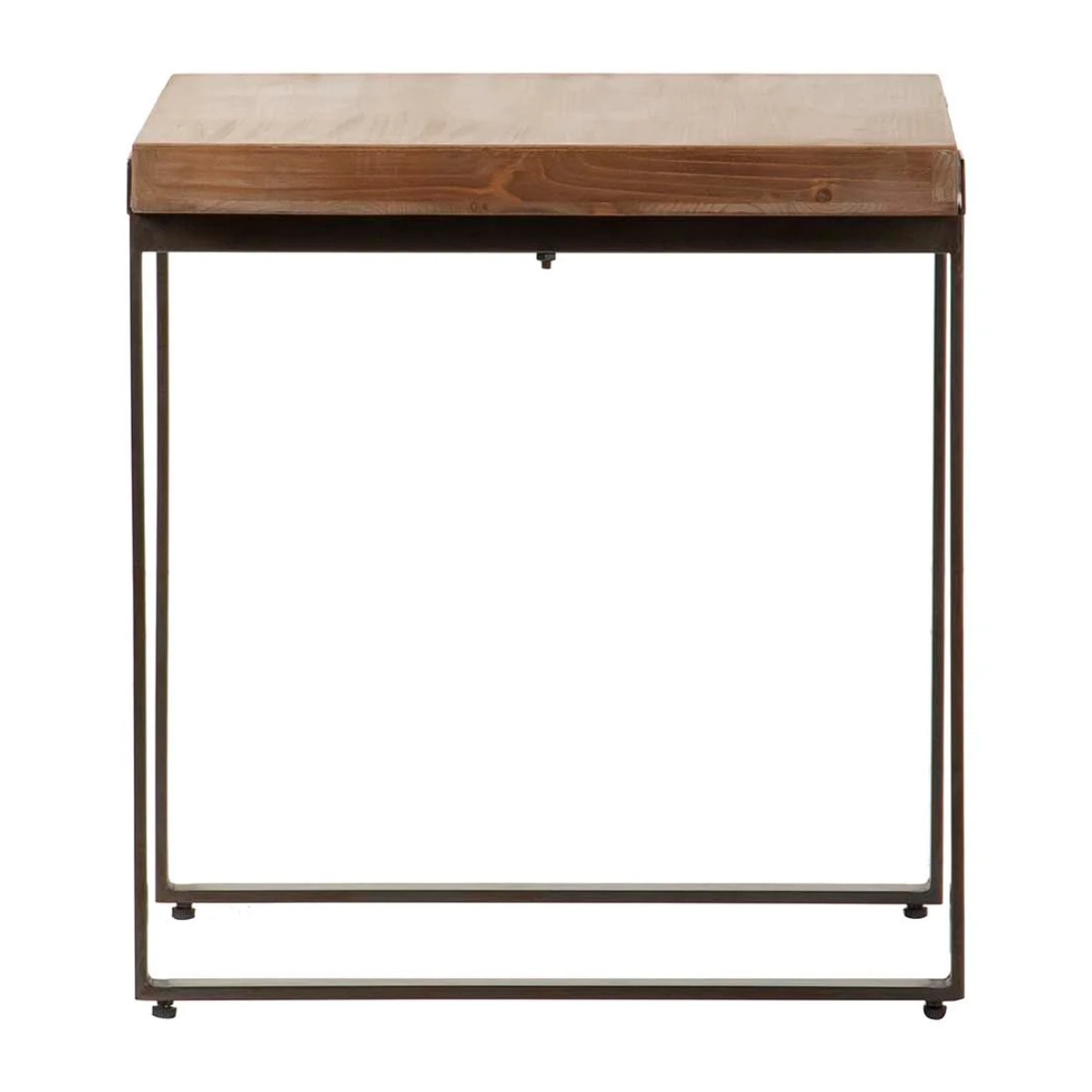 Mesita Auxiliar Madera Metal Marron 58x58x61cm