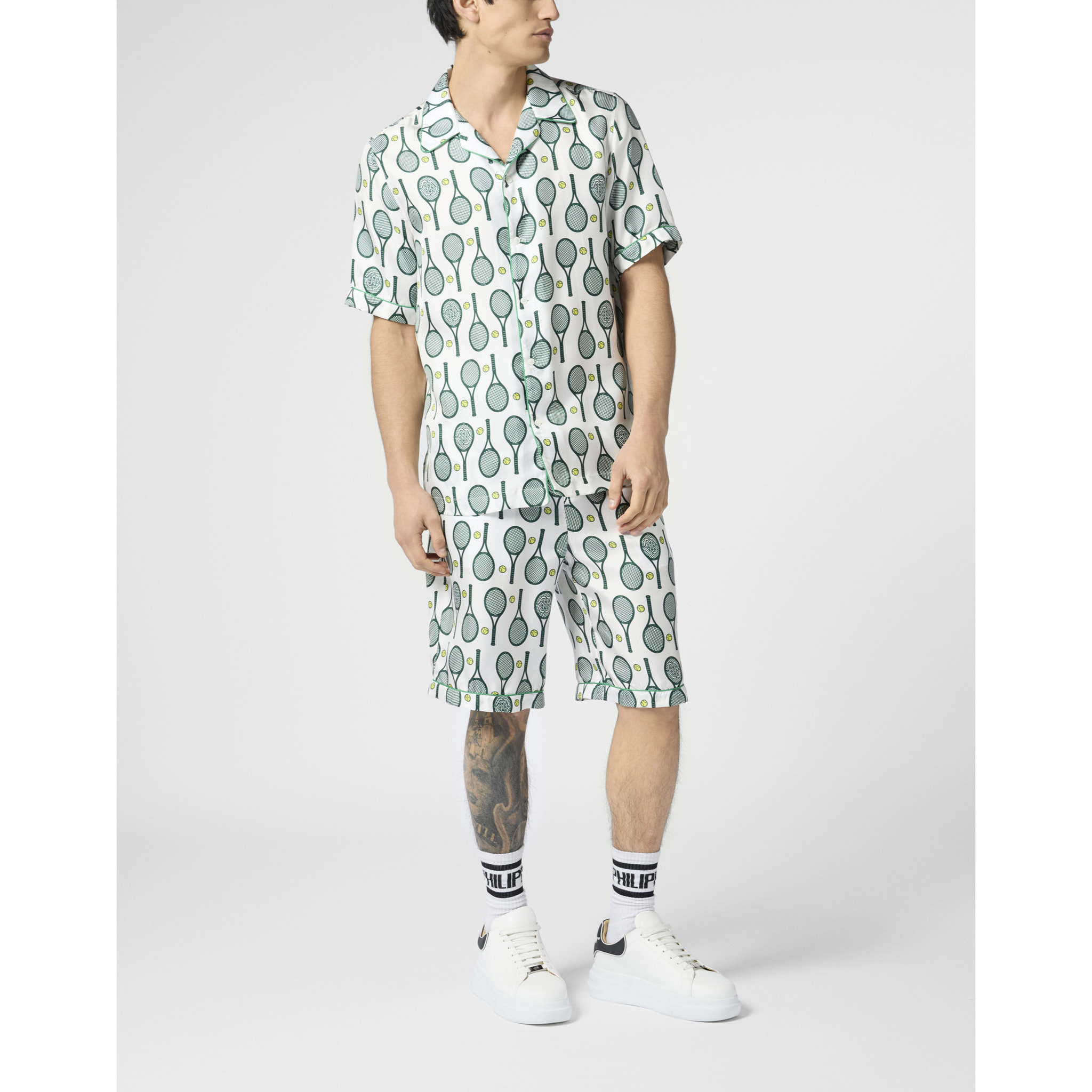 PHILIPP PLEIN Silk Drawstring Shorts Tennis