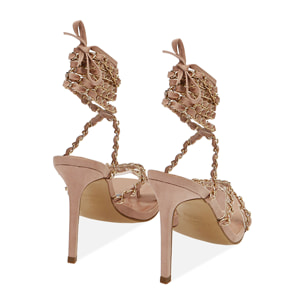 Sandali lace-up nude in microfibra, tacco 10,5 cm