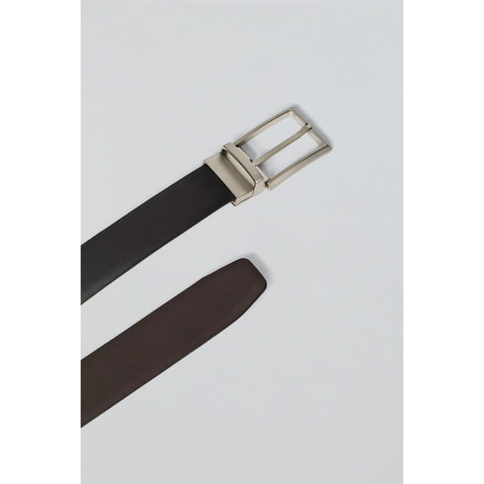 Cinturón clásico reversible Tyler negro y marrón con detalle Polo Club