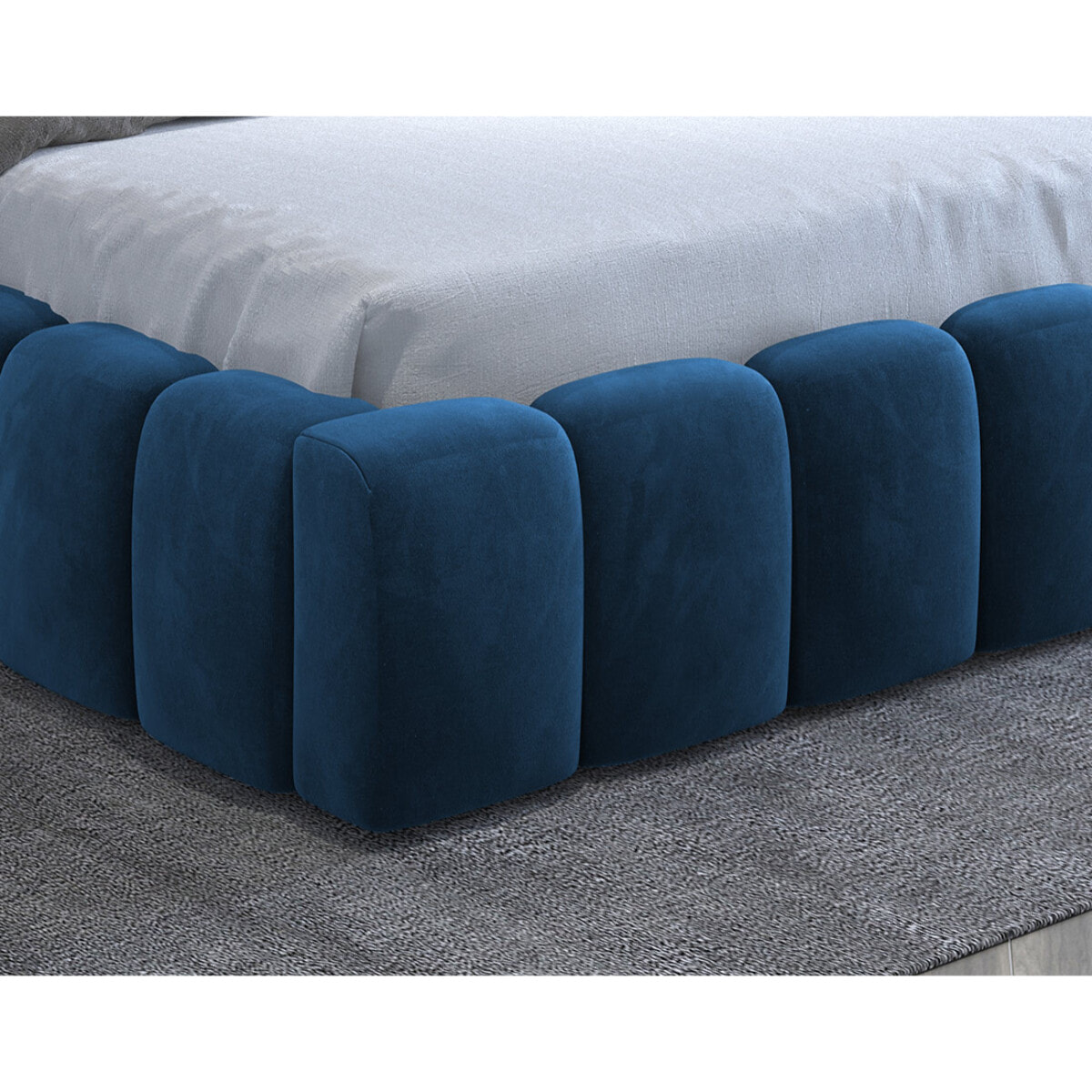 Cleo - lit coffre avec led - 160x200 cm - sommier inclus - en velours - Bleu canard