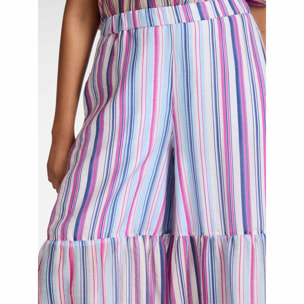 Elena Mirò - Pantalones palazzo de mezcla de lyocell estampados - Azul