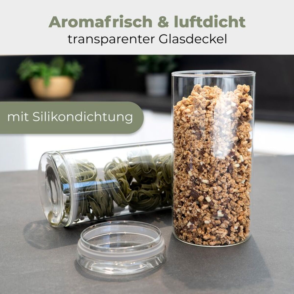 Set 4 bocaux et couvercle en verre de haute qualité Classbach C-VD4028