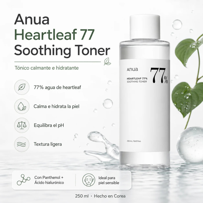 Tónico Facial Heartleaf 77% Soothing Toner Anua 250 ml