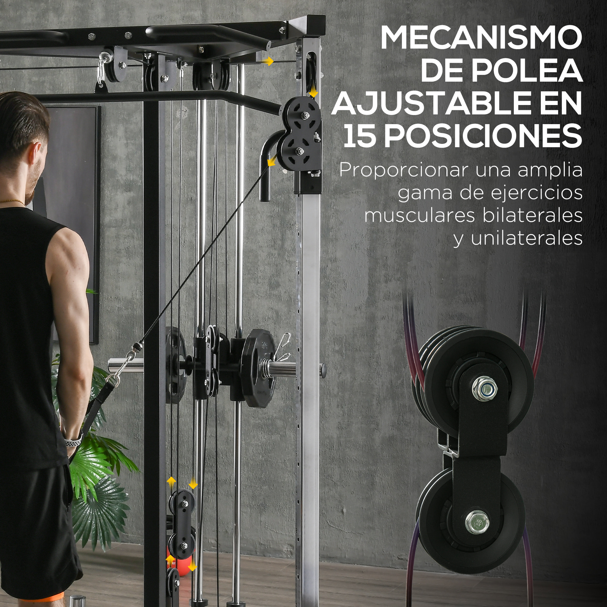 Máquina de Multiestación Musculación Entrenamiento para Hombro Brazos Placas de Peso de 100 kg Carga Max. 120 kg para Fitness Gimnasio en Casa 170x139x200 cm Negro