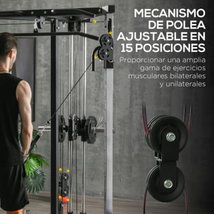 Máquina de Multiestación Musculación Entrenamiento para Hombro Brazos Placas de Peso de 100 kg Carga Max. 120 kg para Fitness Gimnasio en Casa 170x139x200 cm Negro