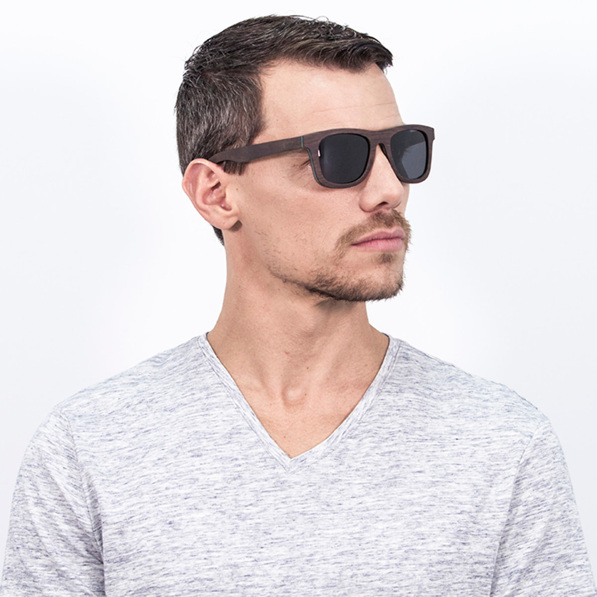 Gafas de sol OCEAN VENICE BEACH - De madera skate marrón oscuro con línea azul y / Ahumada