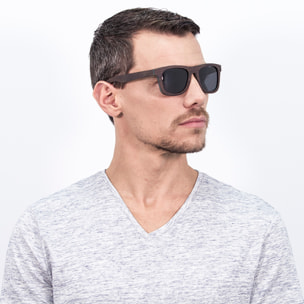 Gafas de sol OCEAN VENICE BEACH - De madera skate marrón oscuro con línea azul y / Ahumada