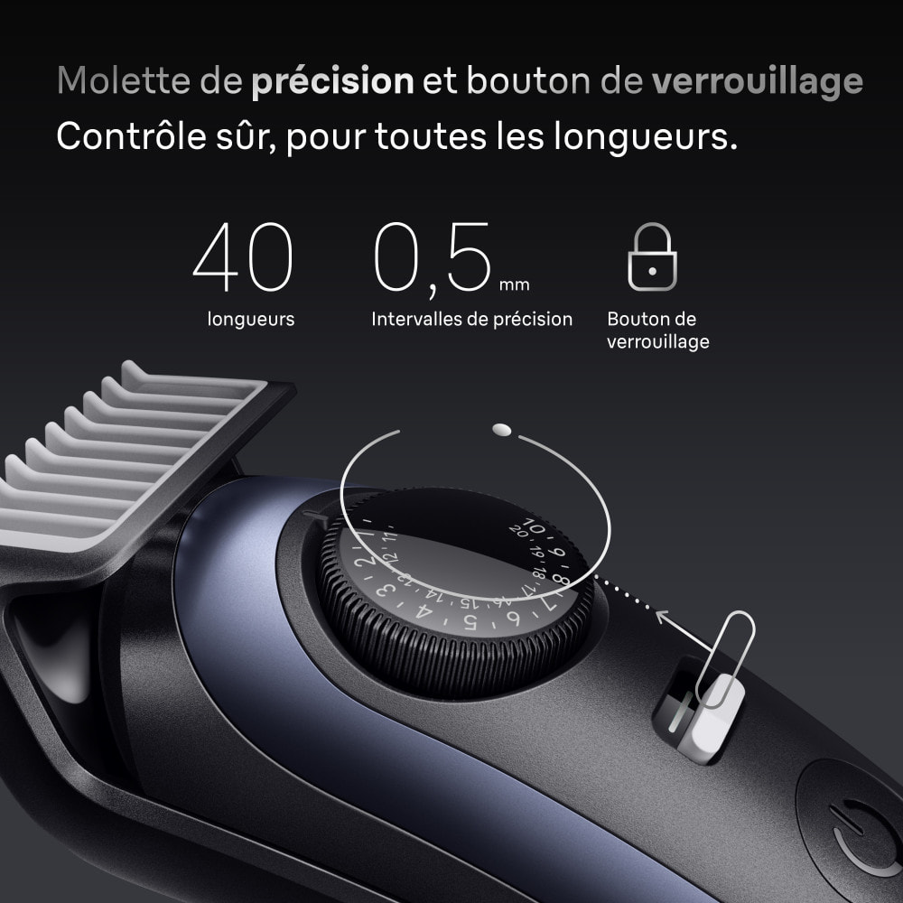 Braun Tondeuse À Barbe Series 7, + 6 Outils De Barbier, 40 Longueurs, Lame ProBlade, BT7520, Bleu