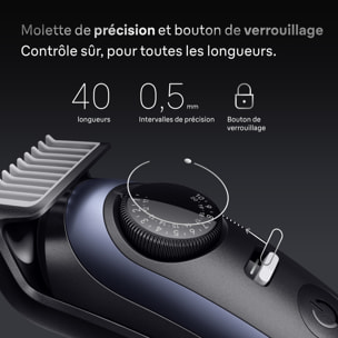 Braun Tondeuse À Barbe Series 7, + 6 Outils De Barbier, 40 Longueurs, Lame ProBlade, BT7520, Bleu