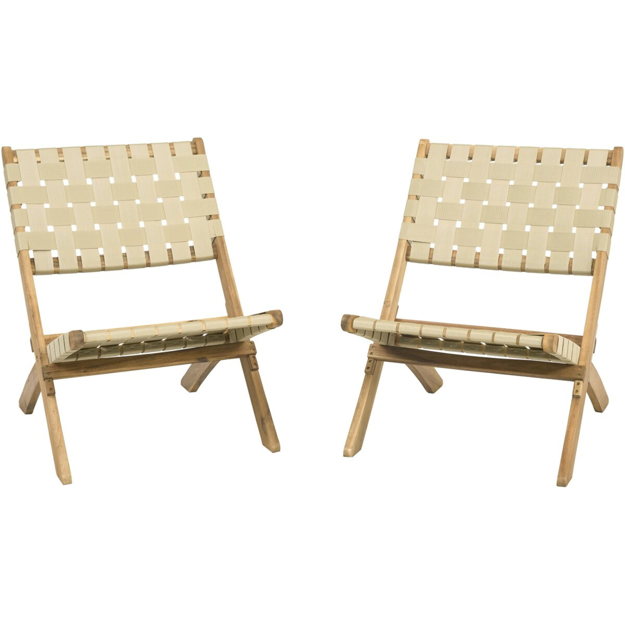 Lot de 2 chaises de jardin en bois "Hanoi" - Beige