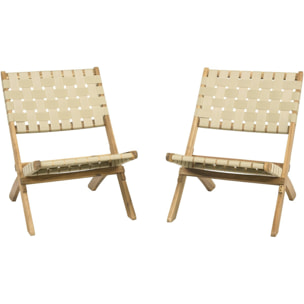Lot de 2 chaises de jardin en bois "Hanoi" - Beige
