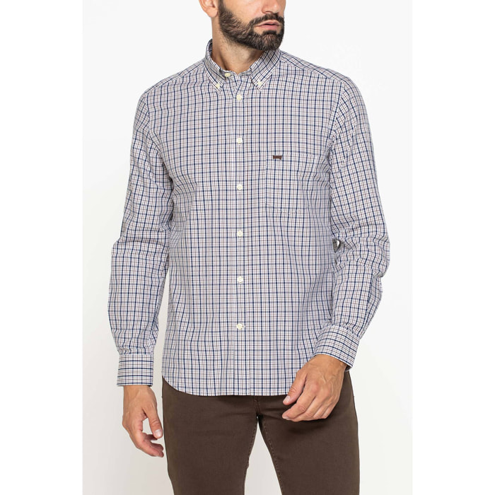 CAMICIA FANTASIA TINTO FILO CON COLLO BUTTON-DOWN