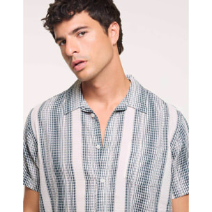 Camisa Manga Corta Rayas Verde - Cookin