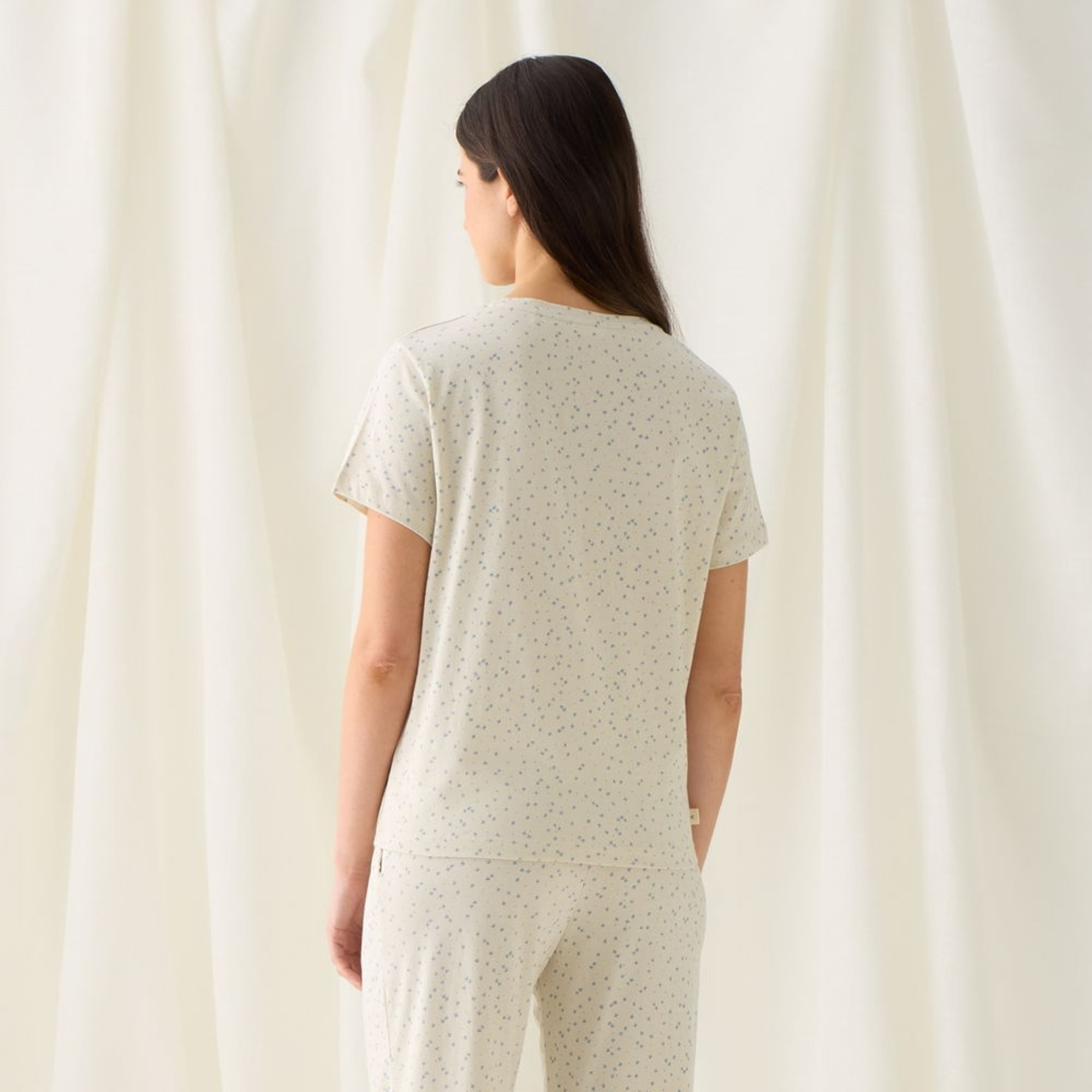 Camiseta de algodón orgánico estampado floral Donnap color azul Viscosa