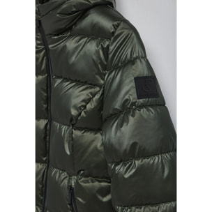 Giacca effetto lucido verde Snow con cappuccio fisso e dettagli Polo Club